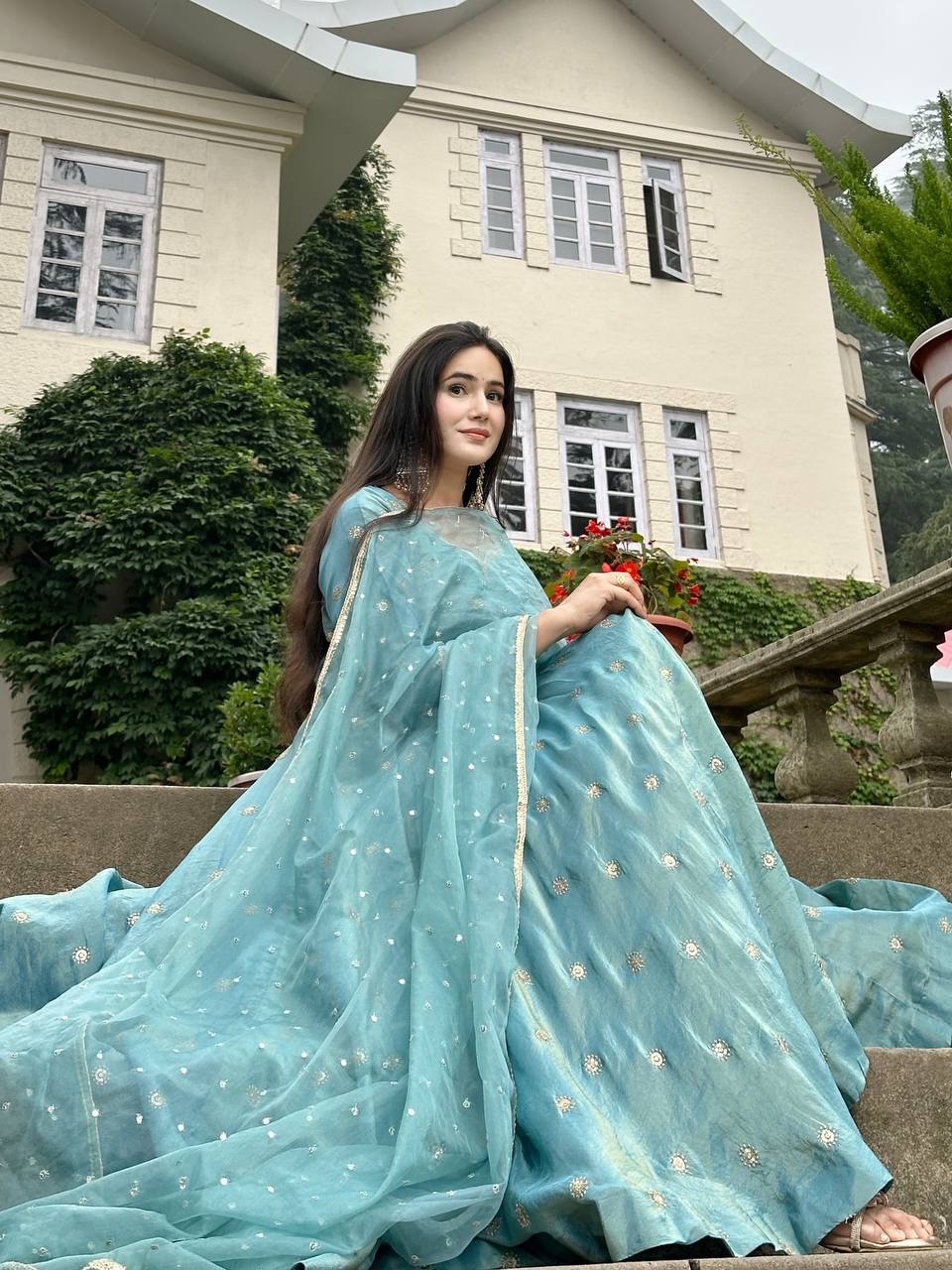 Fully Stitched Embroidered Gown β Ready to Wear
