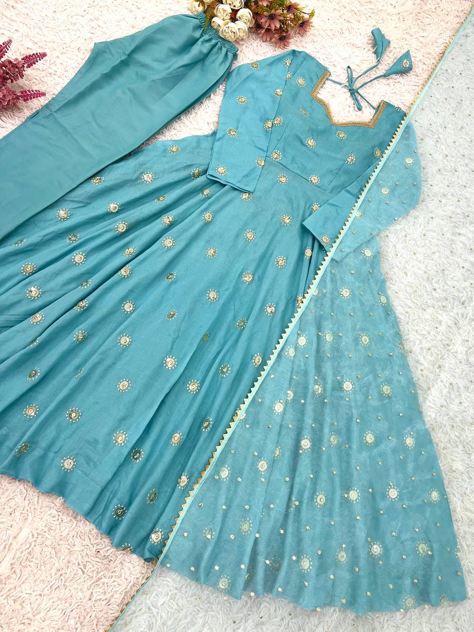 Fully Stitched Embroidered Gown β Ready to Wear