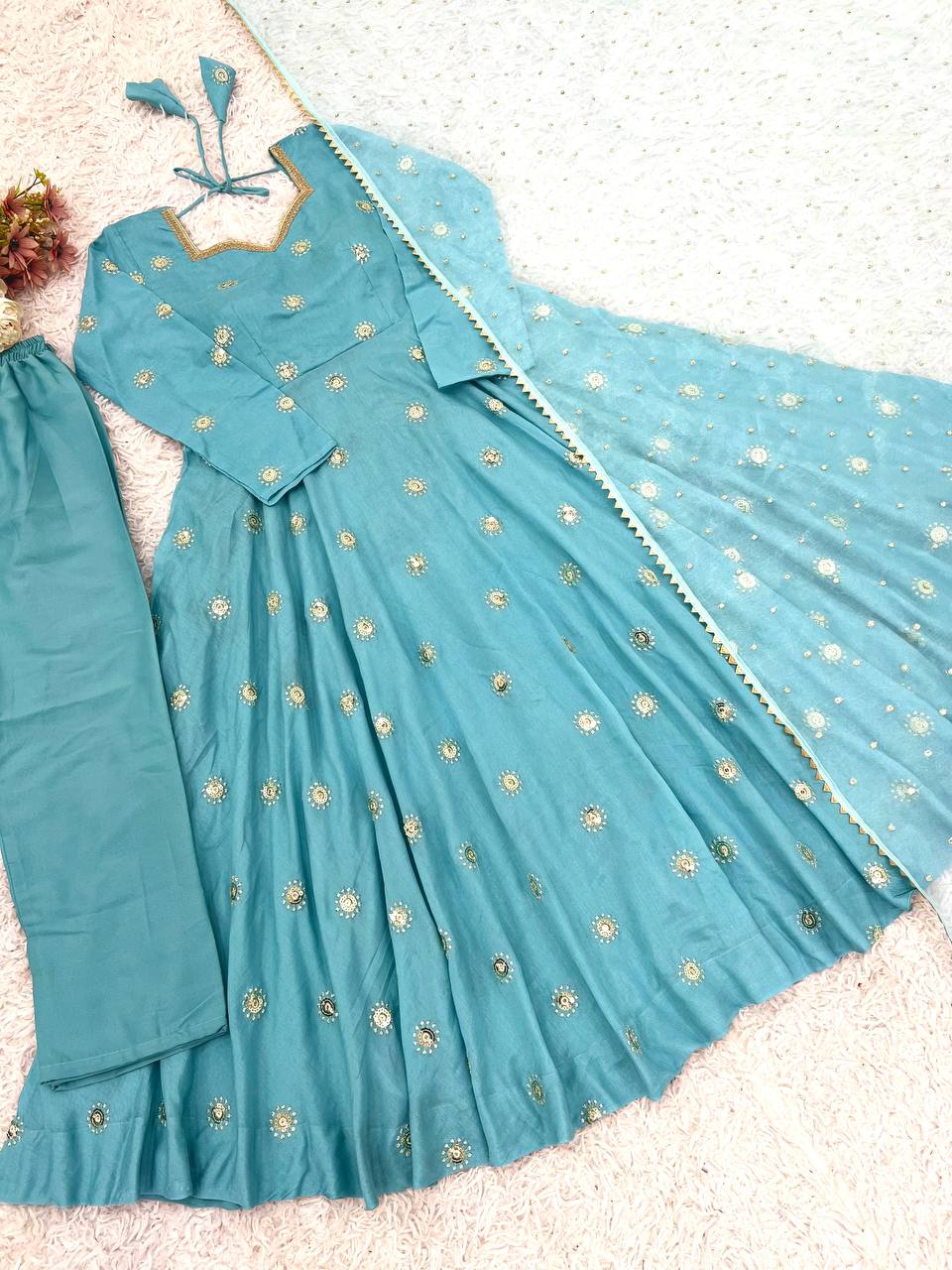 Fully Stitched Embroidered Gown β Ready to Wear