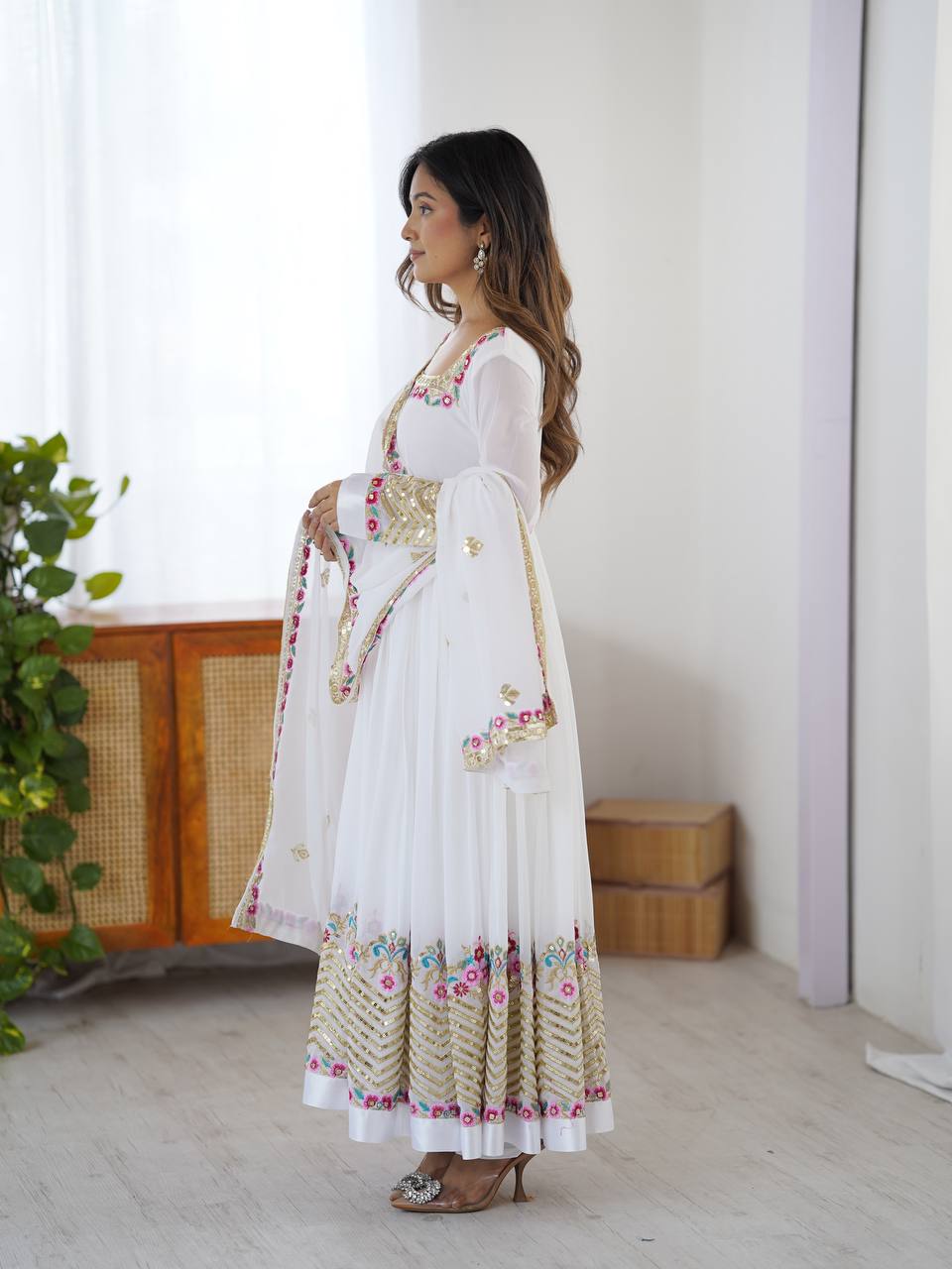 New Latest Aliya Cut Embroidered Sequin Designer Anarkali Suit Set