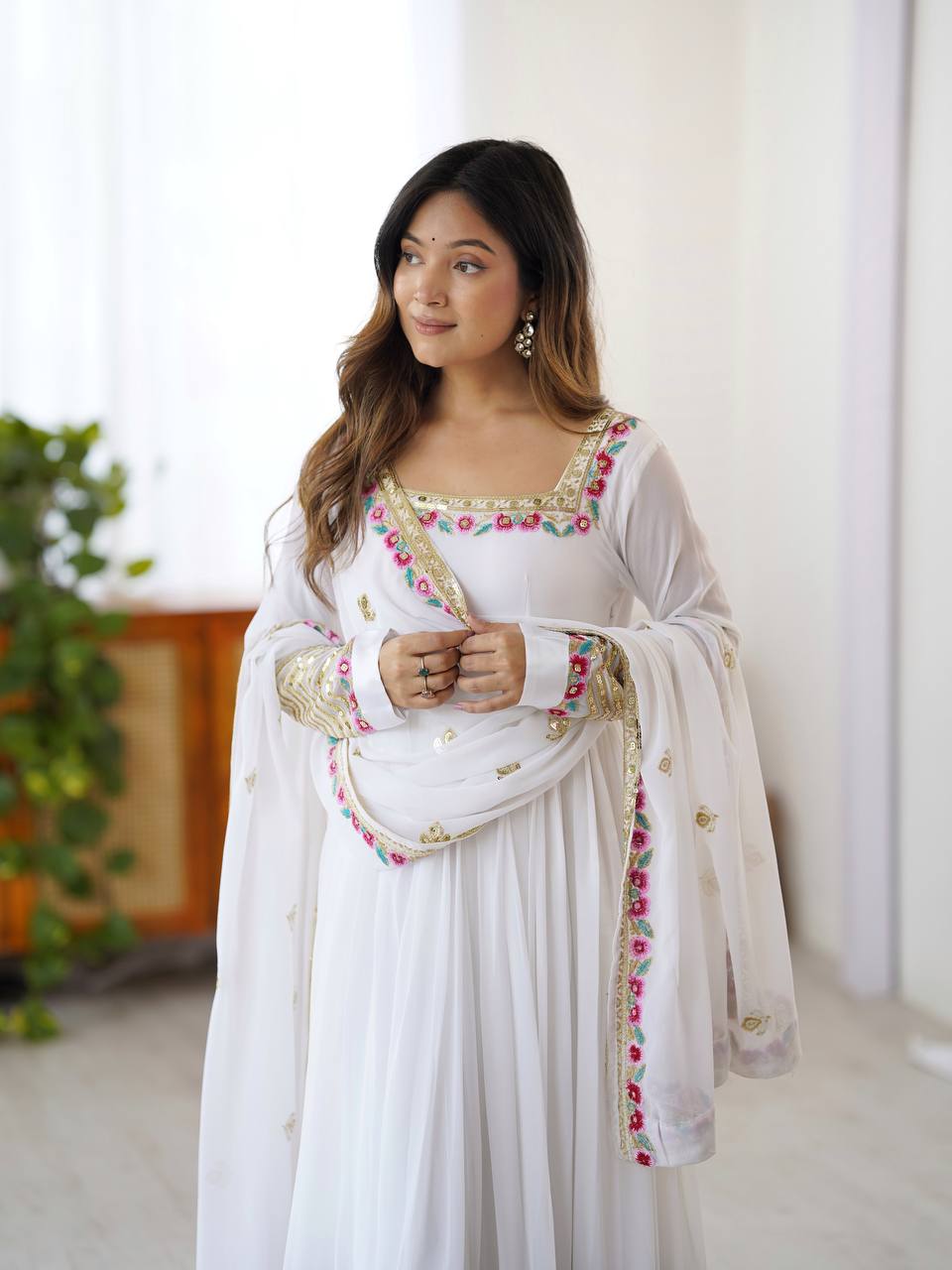 New Latest Aliya Cut Embroidered Sequin Designer Anarkali Suit Set