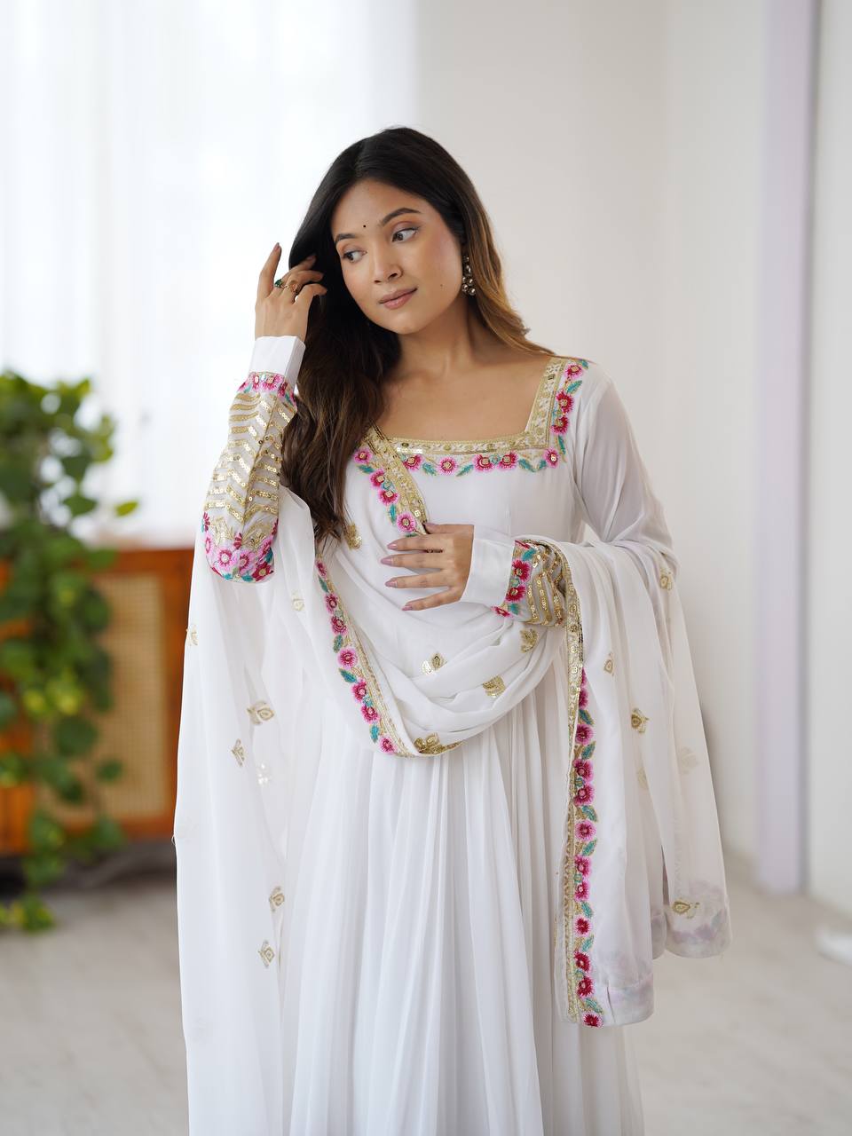 New Latest Aliya Cut Embroidered Sequin Designer Anarkali Suit Set