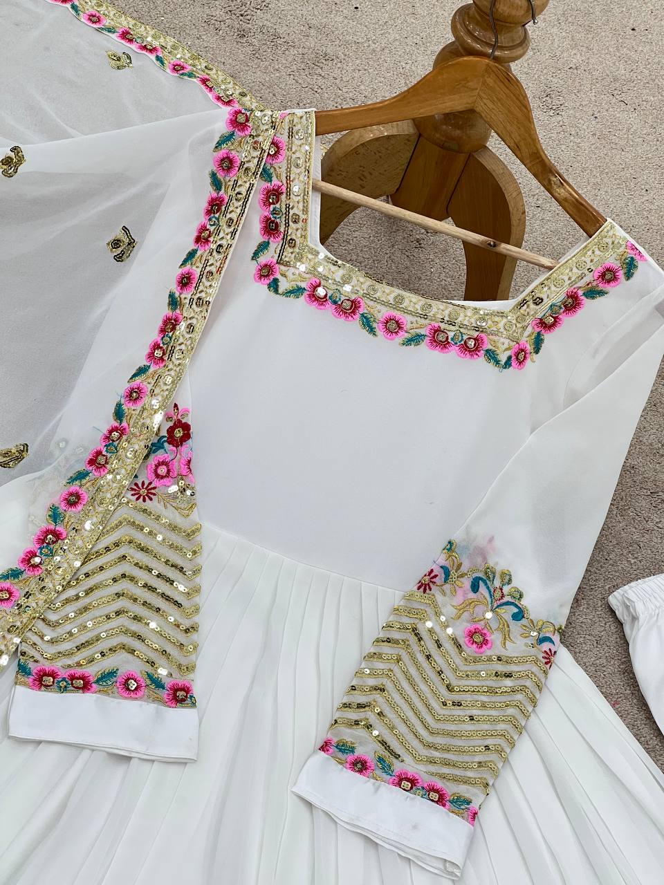 New Latest Aliya Cut Embroidered Sequin Designer Anarkali Suit Set