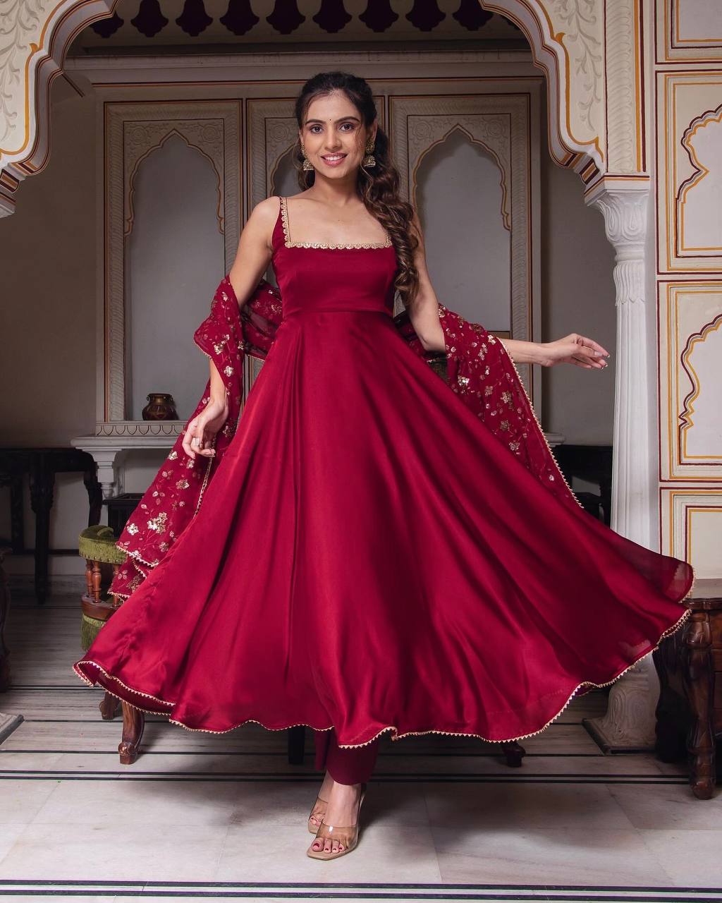 Stylish Party Wear Gown Set – Designer Look with Dupatta
