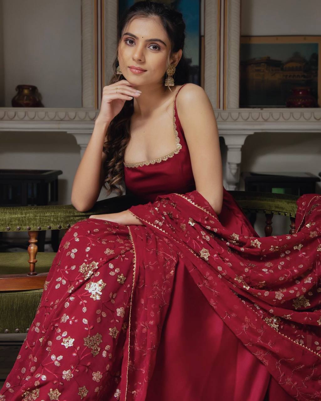 Stylish Party Wear Gown Set – Designer Look with Dupatta