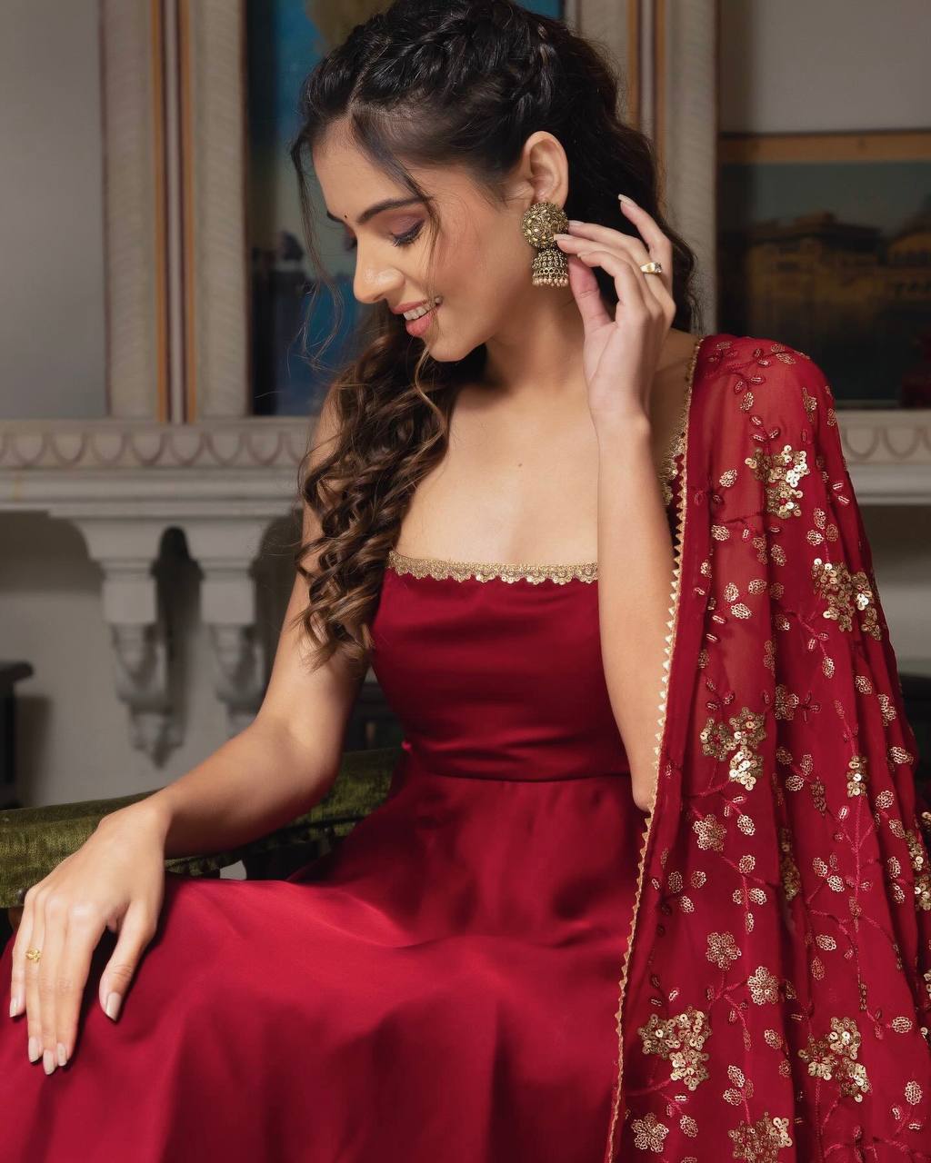 Stylish Party Wear Gown Set – Designer Look with Dupatta