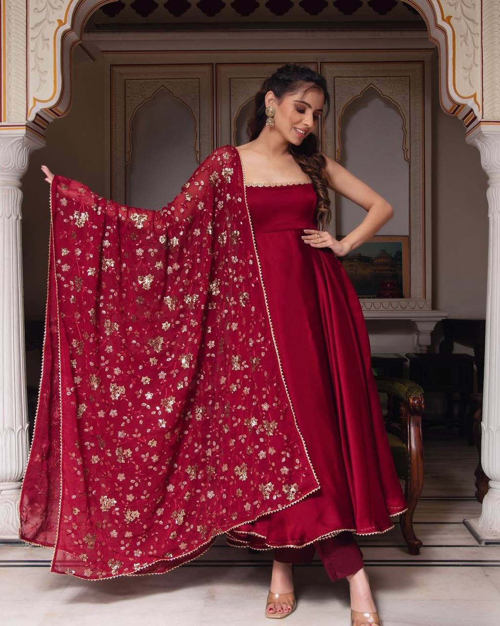 Stylish Party Wear Gown Set – Designer Look with Dupatta