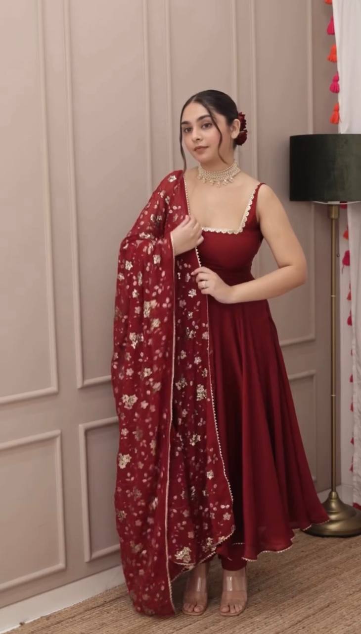 Stylish Party Wear Gown Set – Designer Look with Dupatta