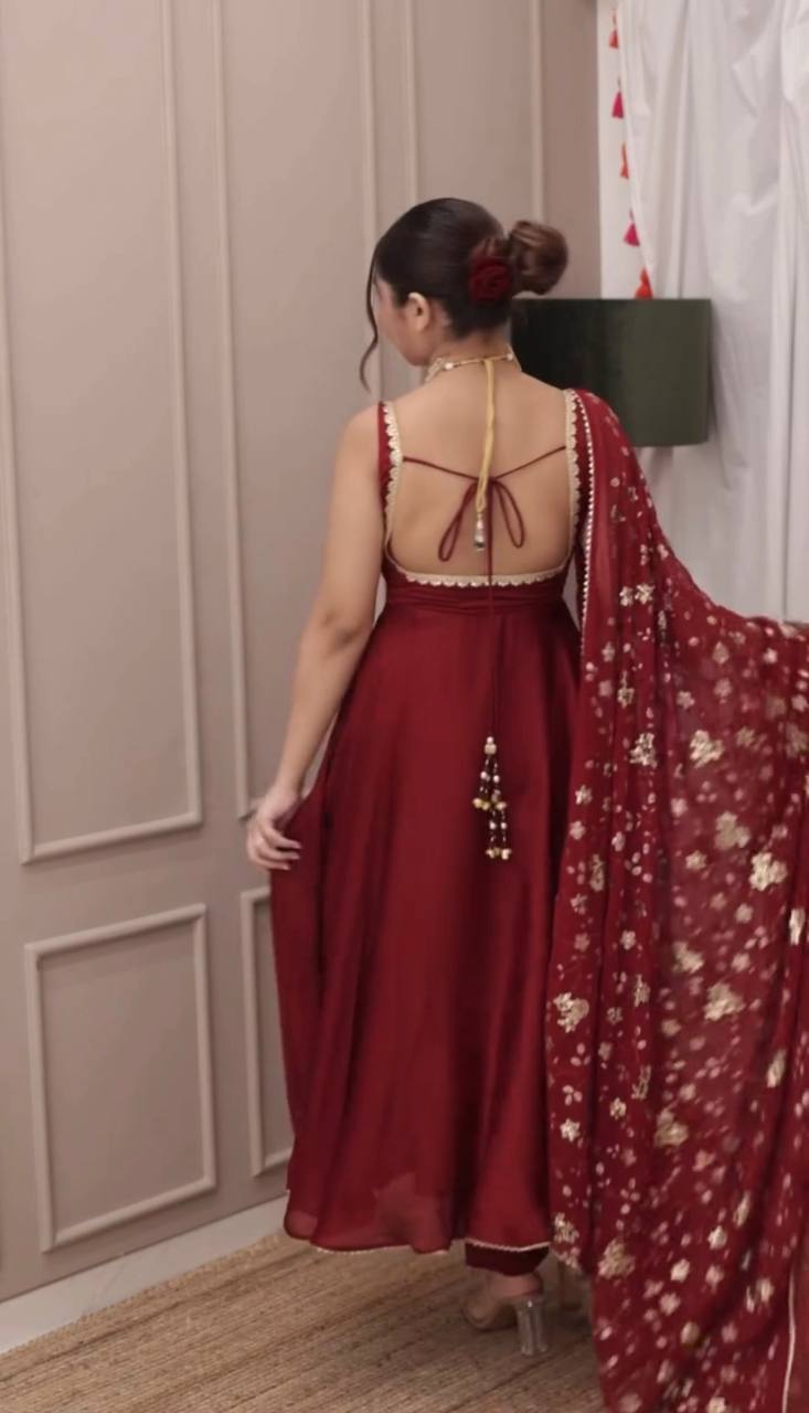 Stylish Party Wear Gown Set – Designer Look with Dupatta