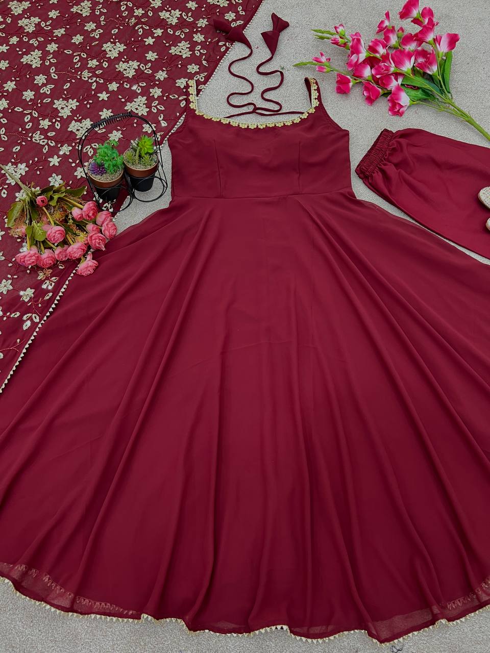Stylish Party Wear Gown Set – Designer Look with Dupatta