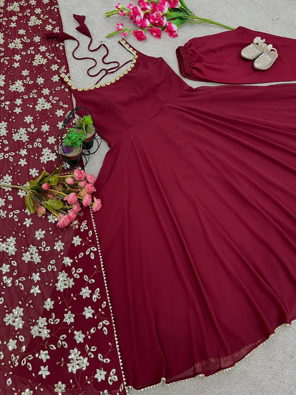 Stylish Party Wear Gown Set – Designer Look with Dupatta