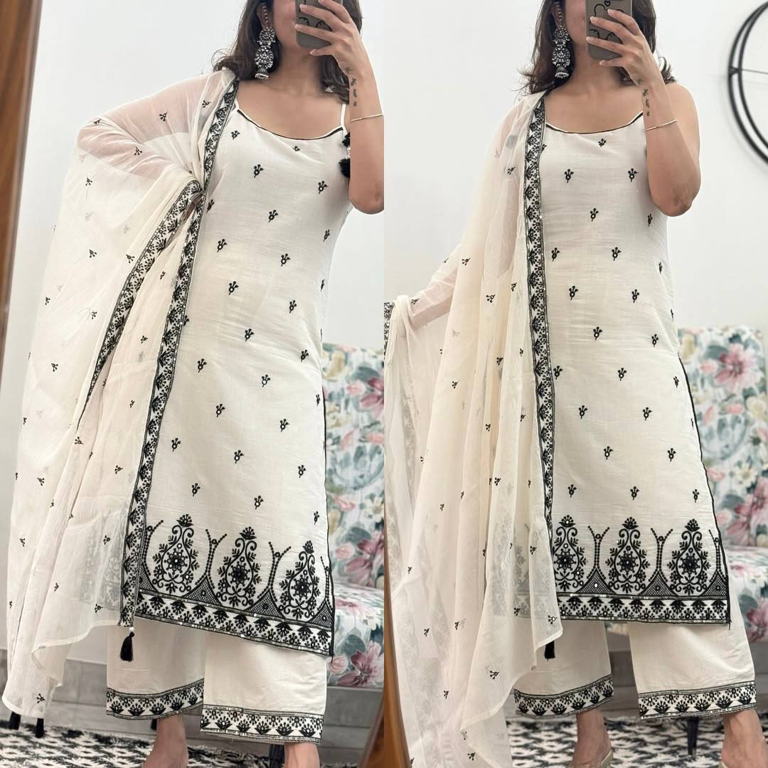 Classic Charm: Pure Maska Cotton Silk Kurti with Fancy Border Finish