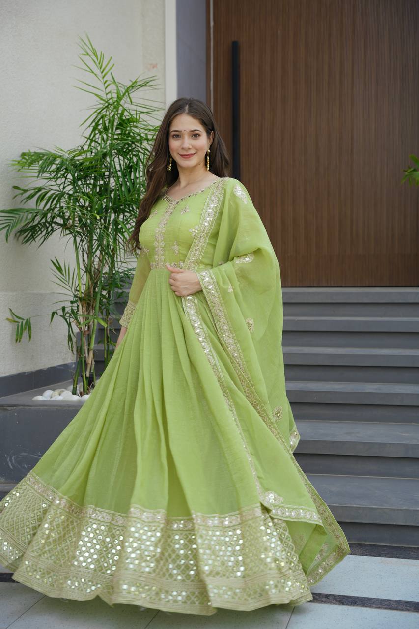 Starlight Diva – Sequins Embroidered Georgette Gown
