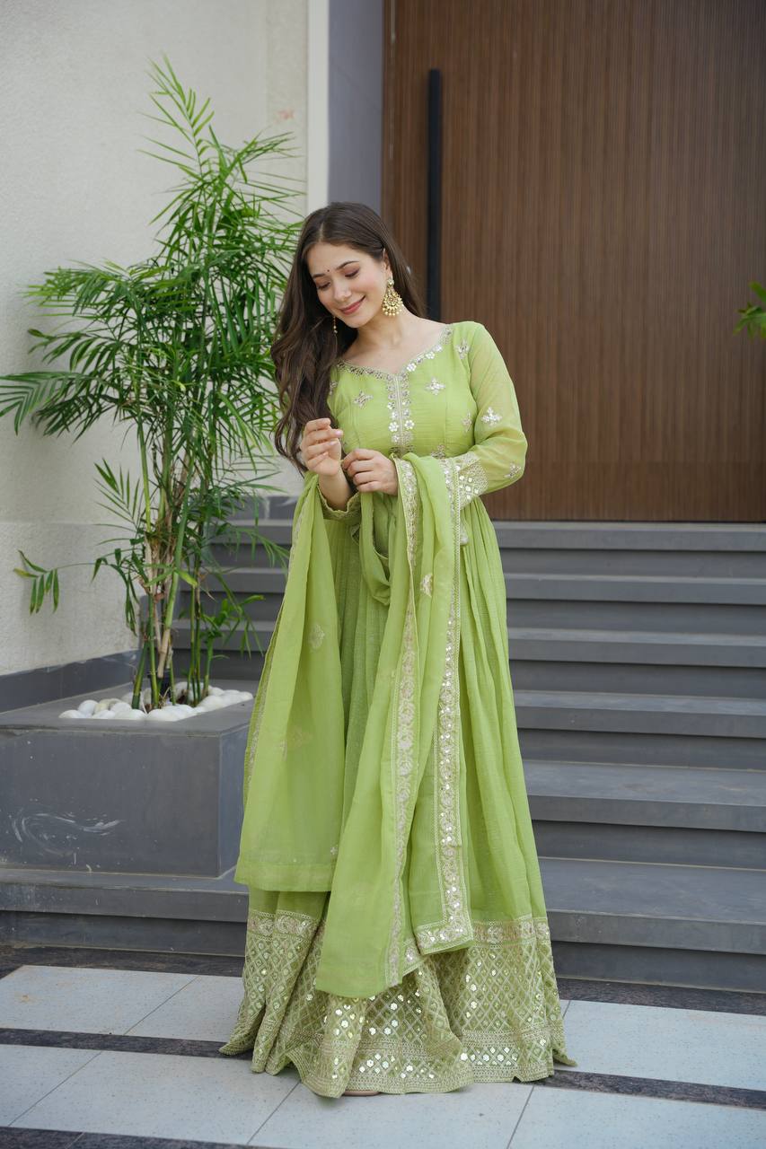 Starlight Diva – Sequins Embroidered Georgette Gown