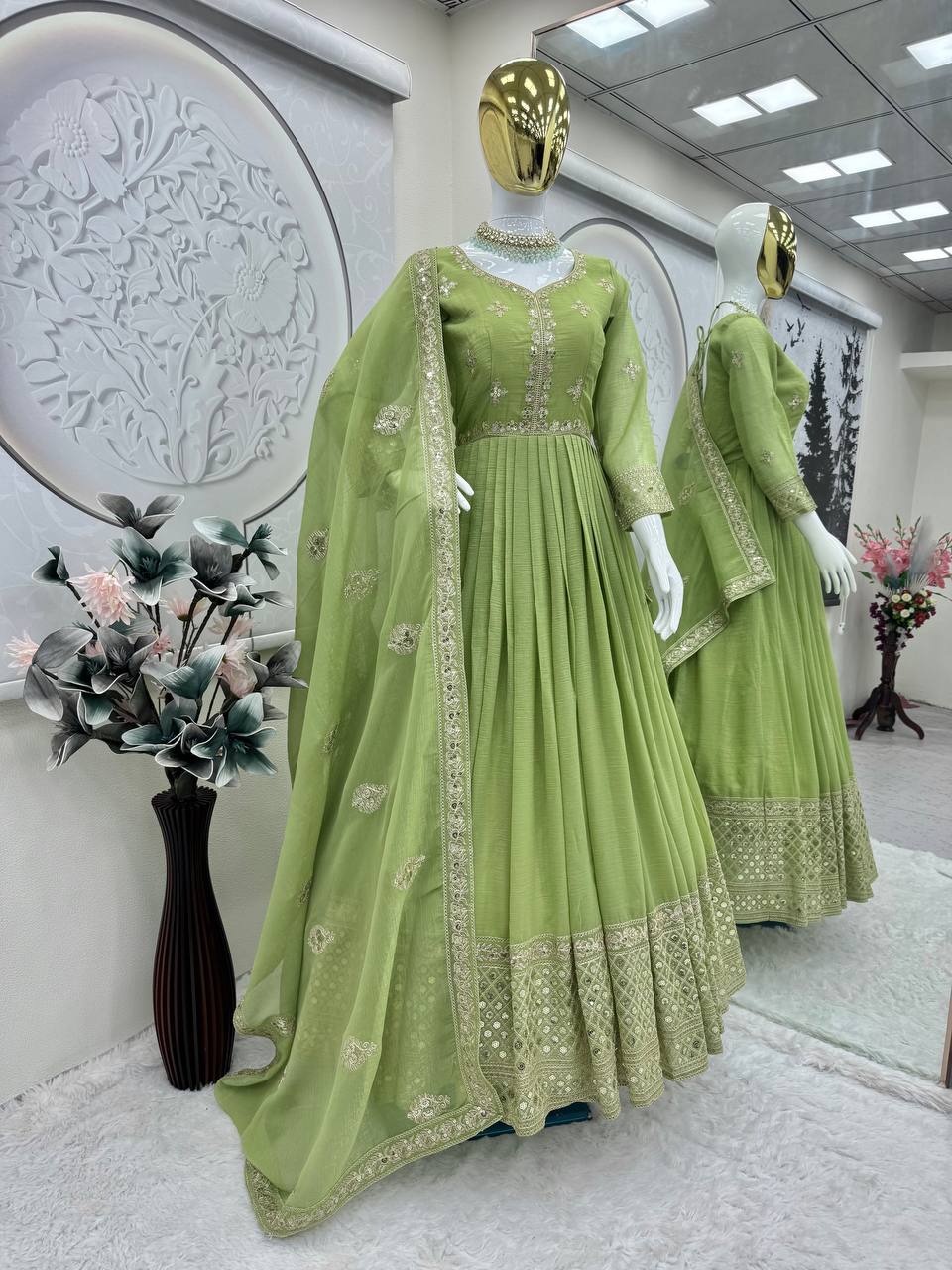 Starlight Diva – Sequins Embroidered Georgette Gown
