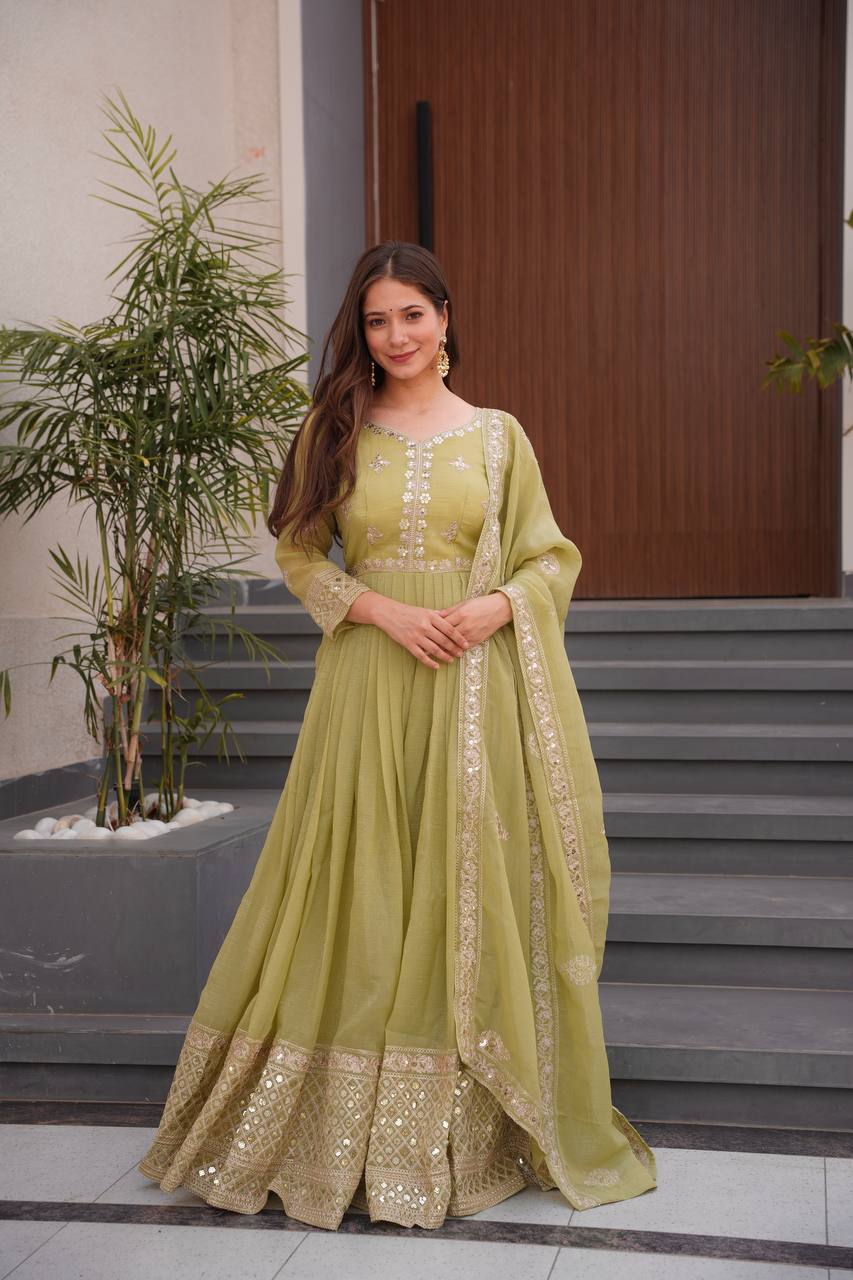 Starlight Diva – Sequins Embroidered Georgette Gown