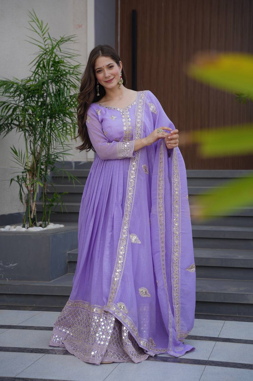 Starlight Diva – Sequins Embroidered Georgette Gown