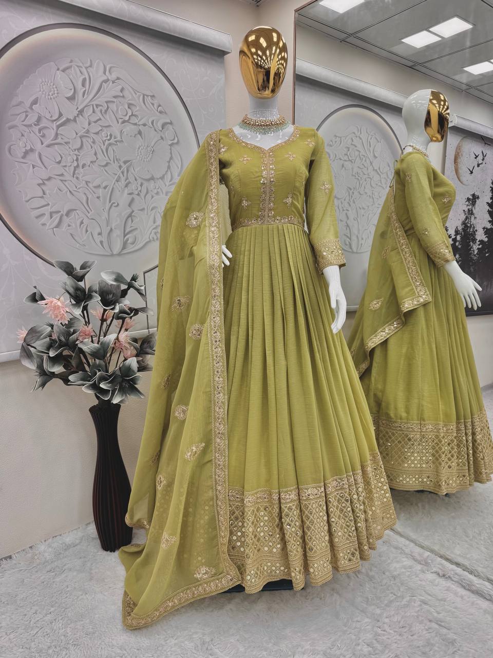 Starlight Diva – Sequins Embroidered Georgette Gown