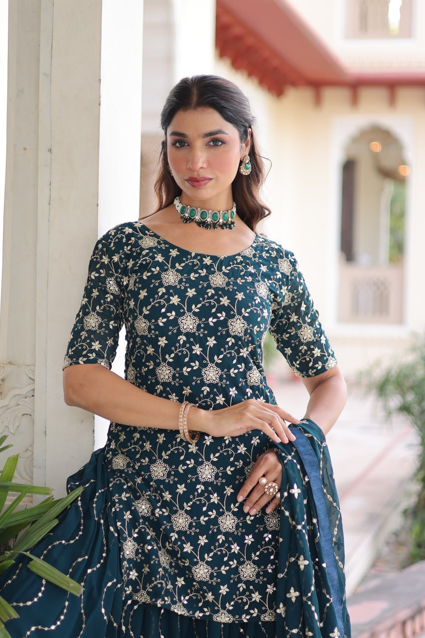 Exclusive Designer Sharara Suit 2025 – Top & Dupatta Combo