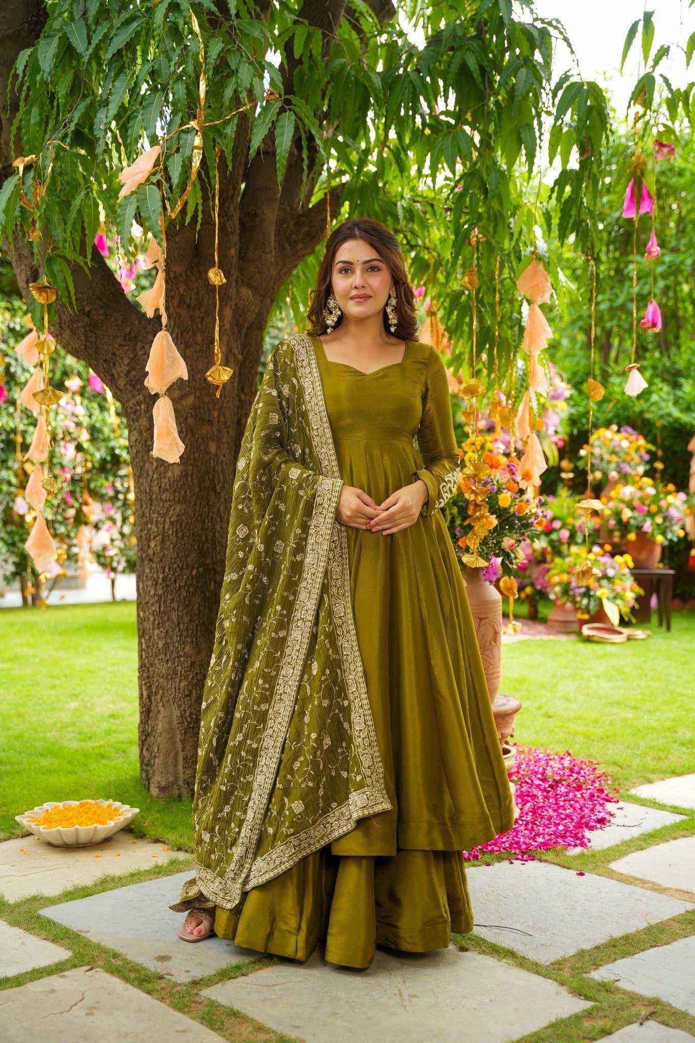 Royal German Chiffon Anarkali β Sequin Embroidery & Full Flair