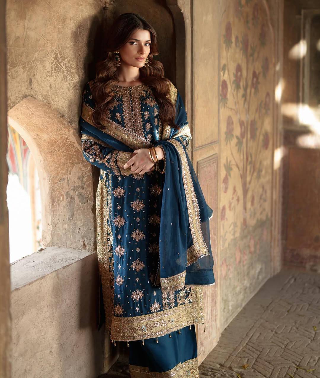 Elegant Embroidered Sequence with Rivet Moti Work Designer Set
