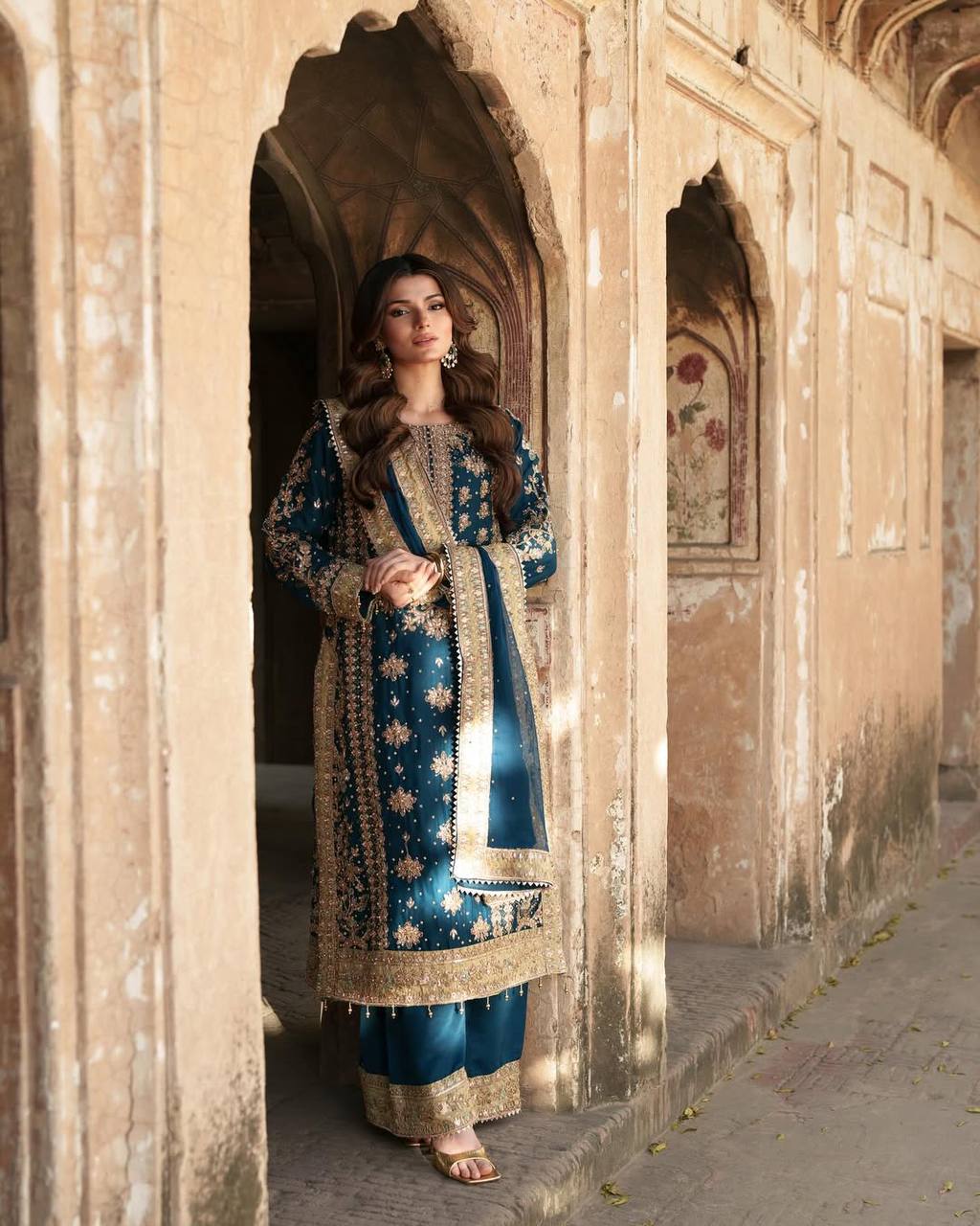 Elegant Embroidered Sequence with Rivet Moti Work Designer Set