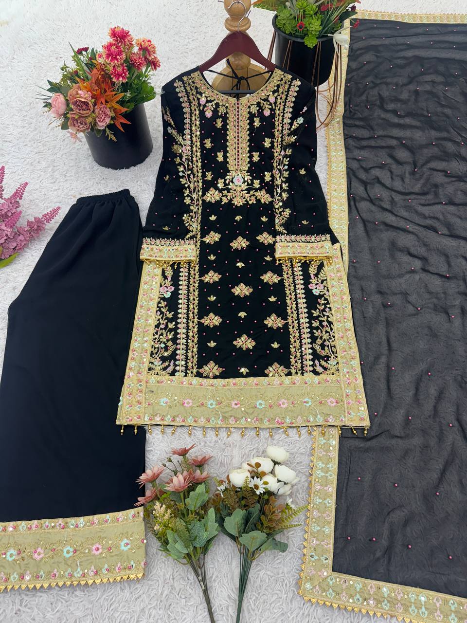 Elegant Embroidered Sequence with Rivet Moti Work Designer Set