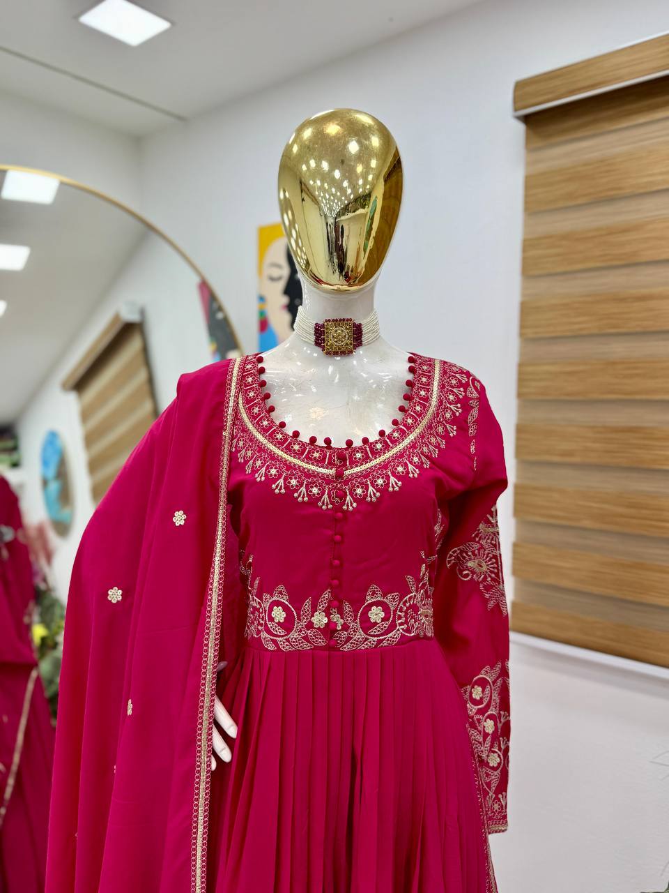 Elegant Heavy Chinon Top & Lehenga Set with Dupatta β Full Sleeves & Embroidery Details