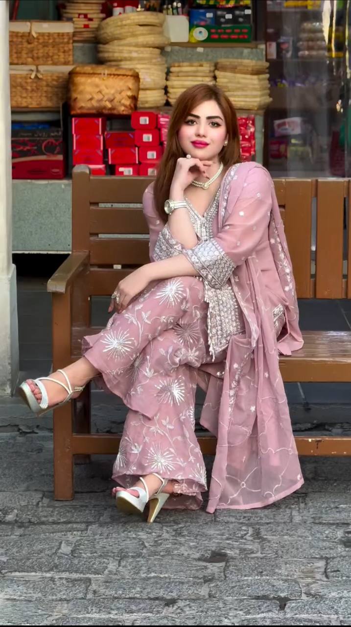 Royal Spark – Faux Georgette Embroidered Ensemble with Dupatta