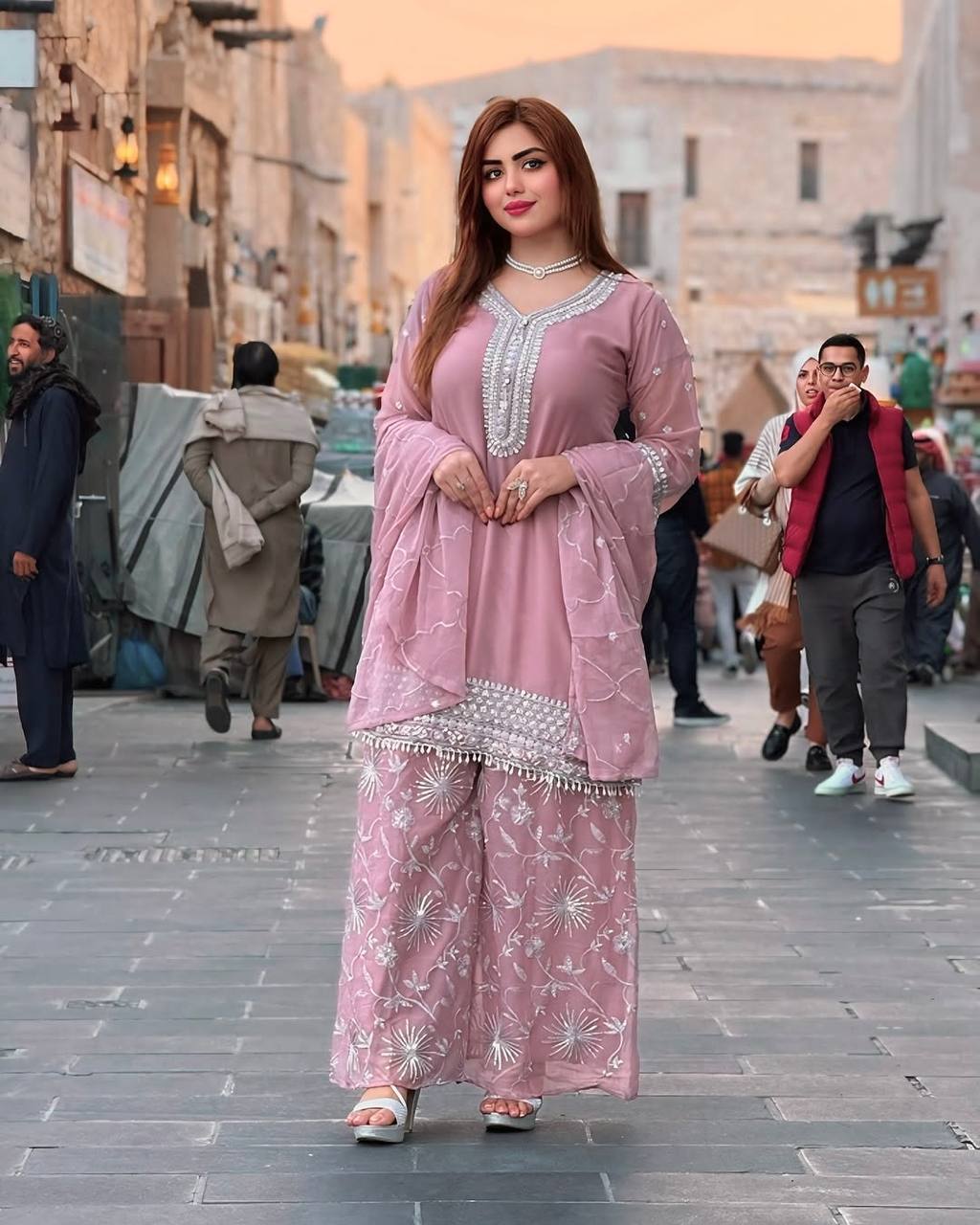 Royal Spark – Faux Georgette Embroidered Ensemble with Dupatta
