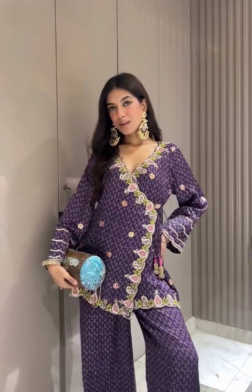 Diamond Dusk – Embroidered Palazzo Suit