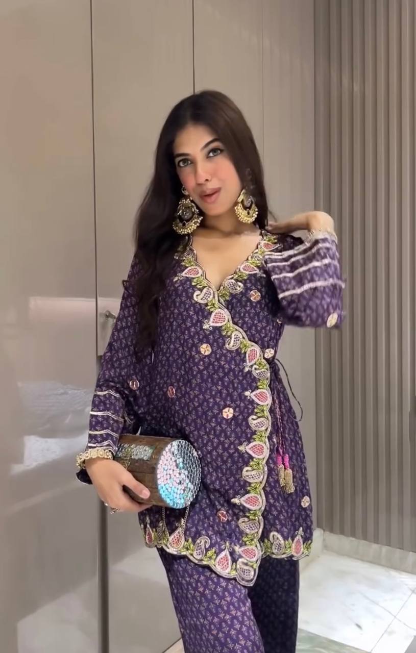 Diamond Dusk – Embroidered Palazzo Suit