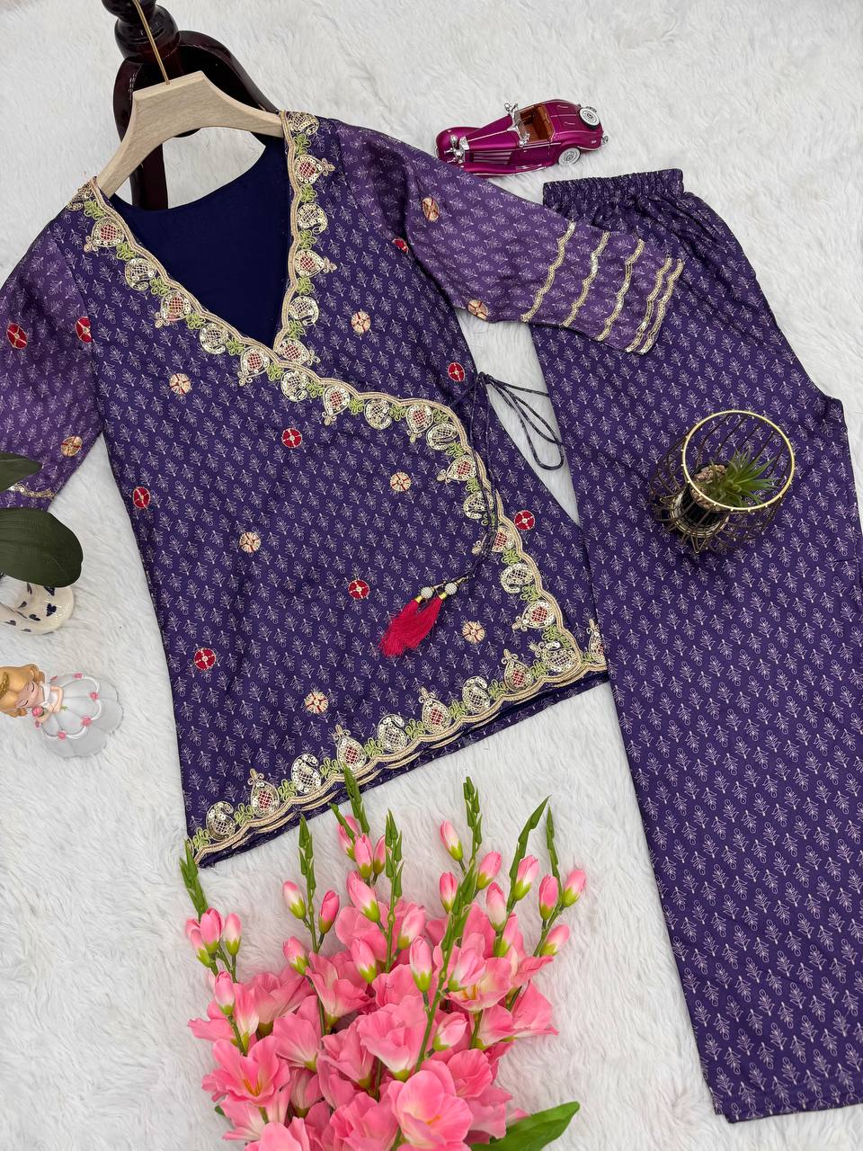 Diamond Dusk – Embroidered Palazzo Suit