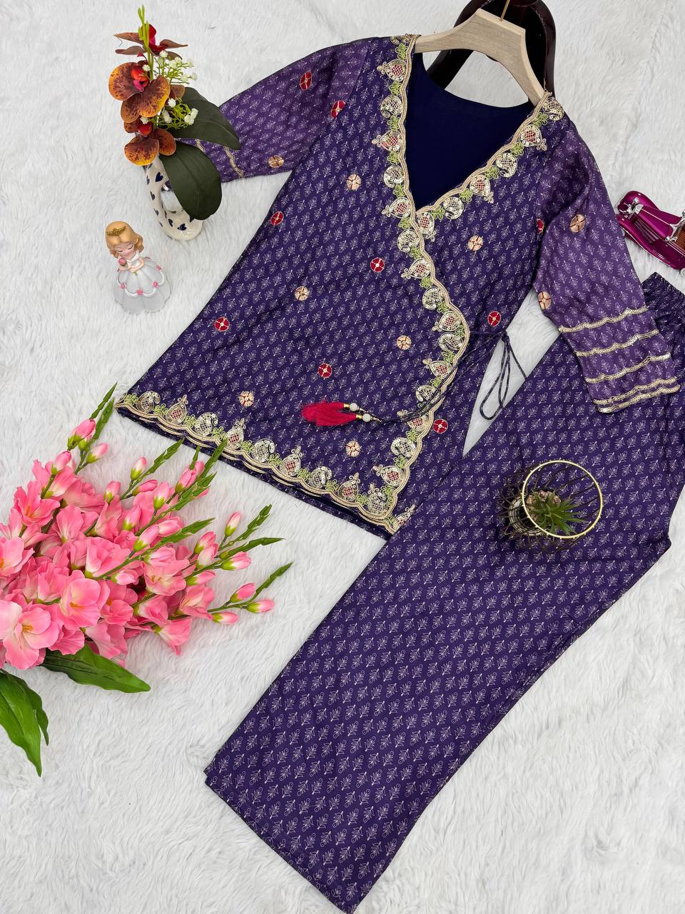 Diamond Dusk – Embroidered Palazzo Suit