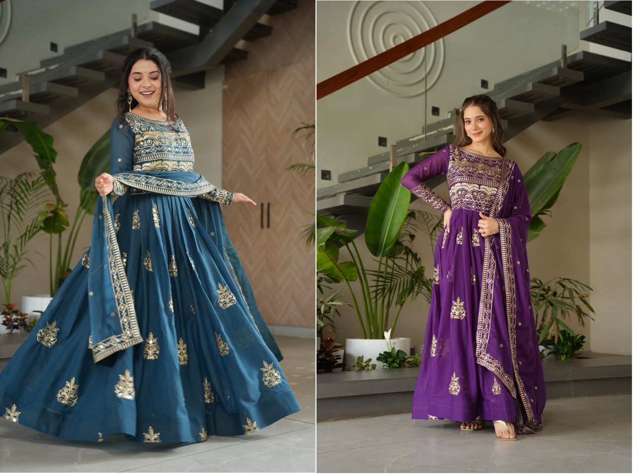 Luxury Organza Gown with Dupatta – Ready-to-Wear Collection