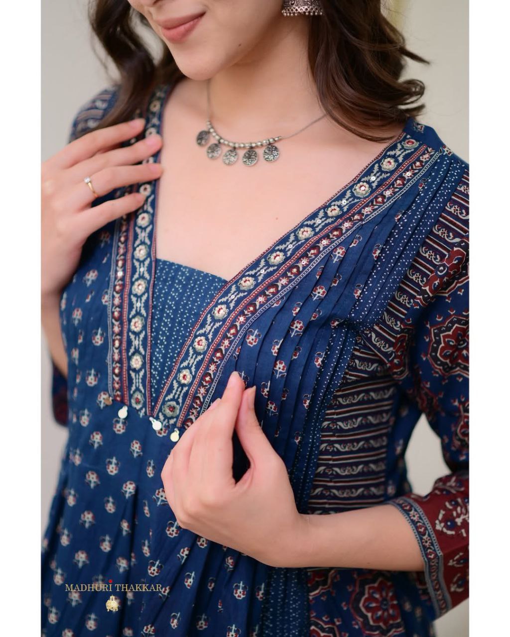 MAL Cotton Kurti Plazo With Handwork Nack Dupatta Set