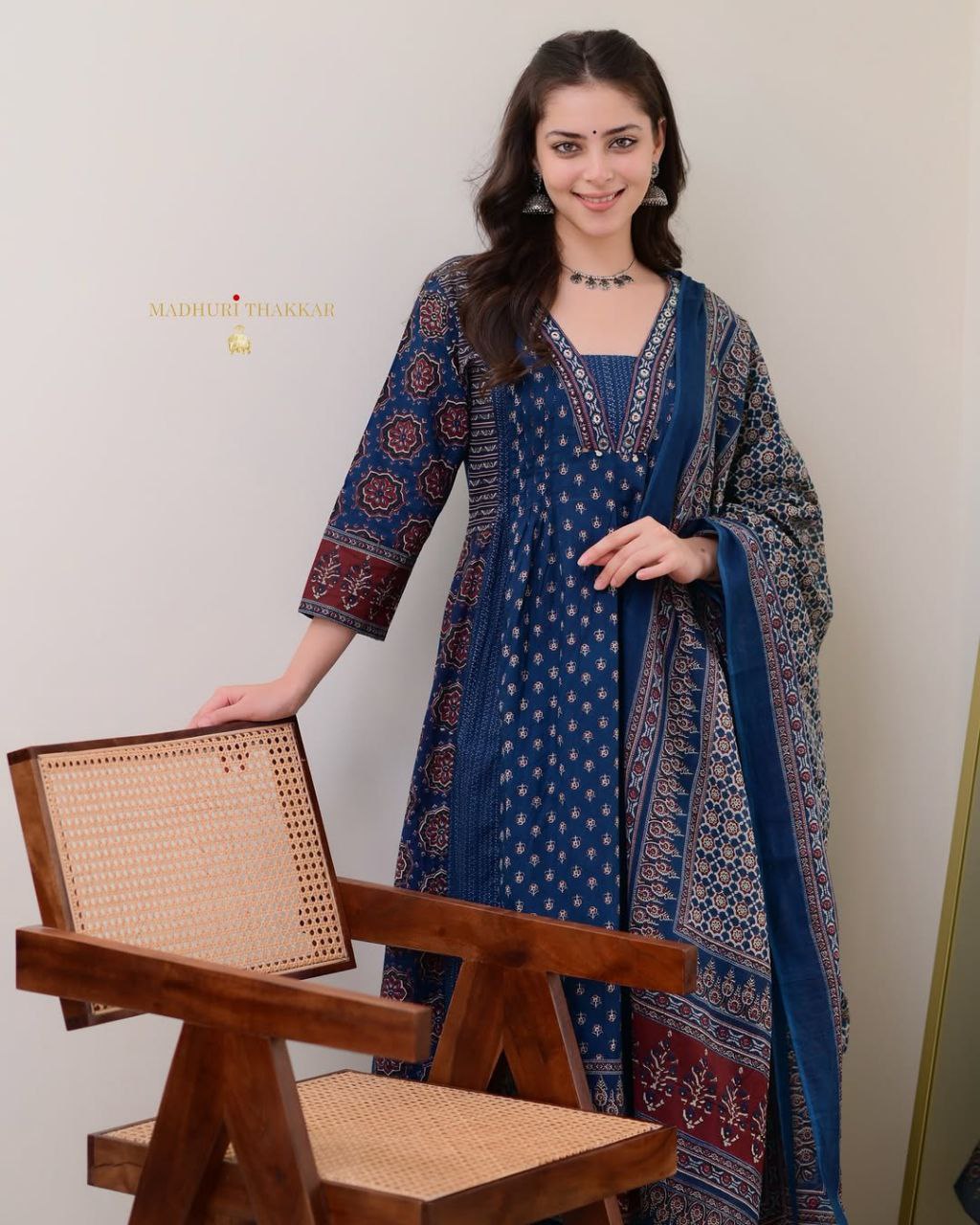 MAL Cotton Kurti Plazo With Handwork Nack Dupatta Set