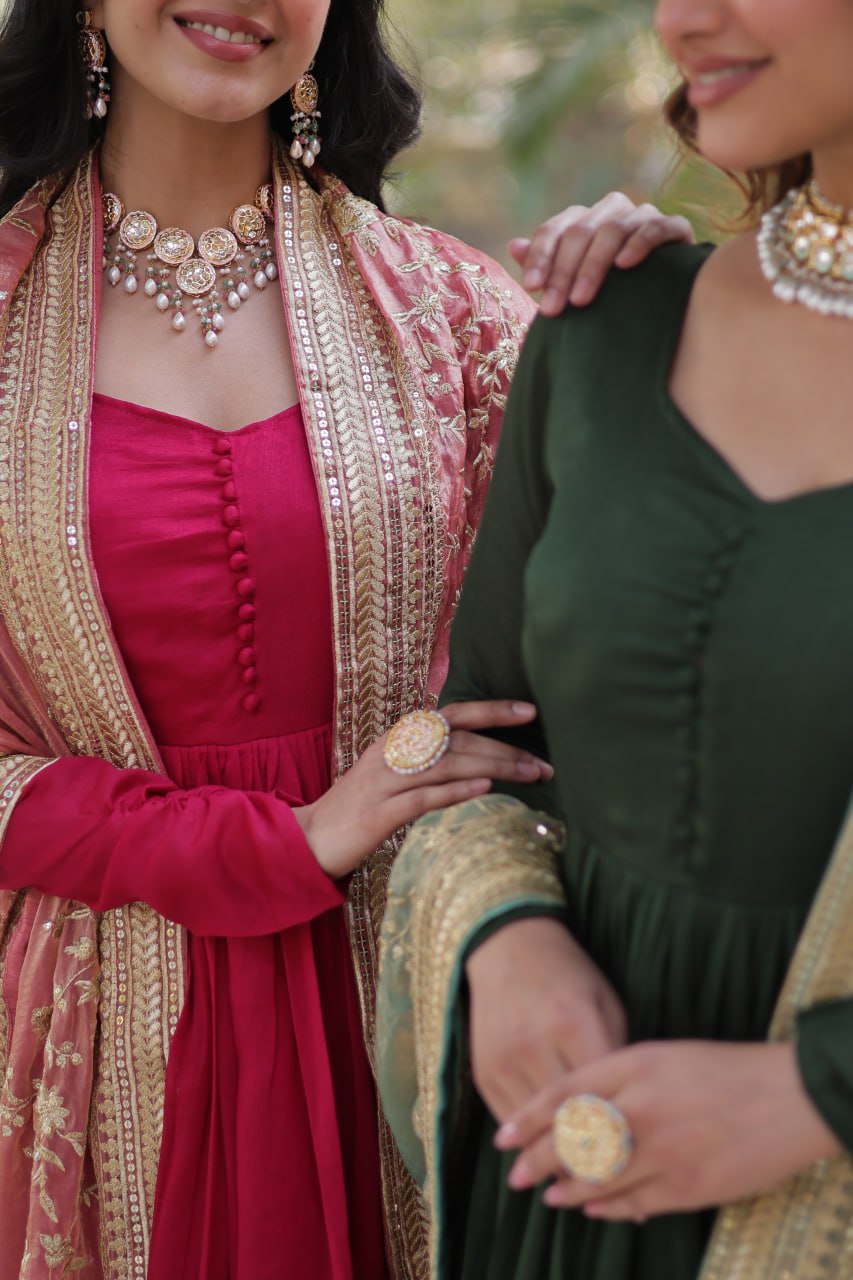 Shimmer Vichitra with Rich Sequins Embroidered work
