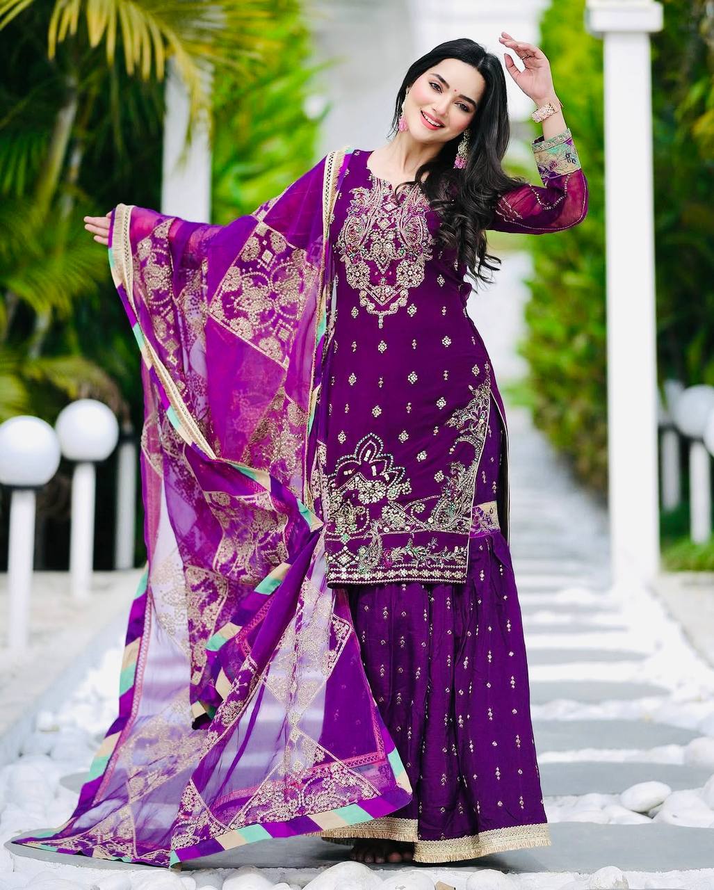 New Designer Party Top with Palazzo & Dupatta Set β Chic & Elegant