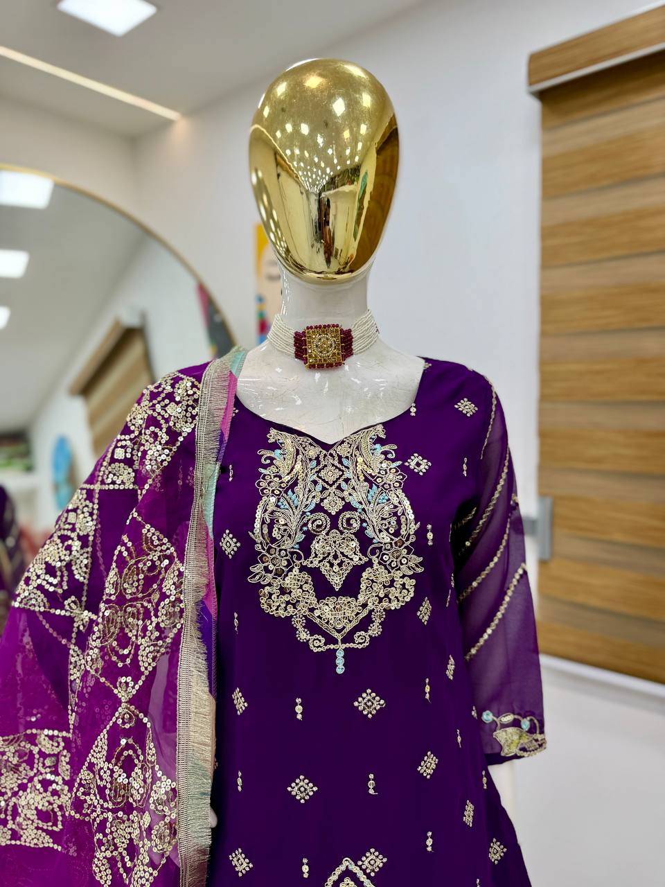 New Designer Party Top with Palazzo & Dupatta Set β Chic & Elegant