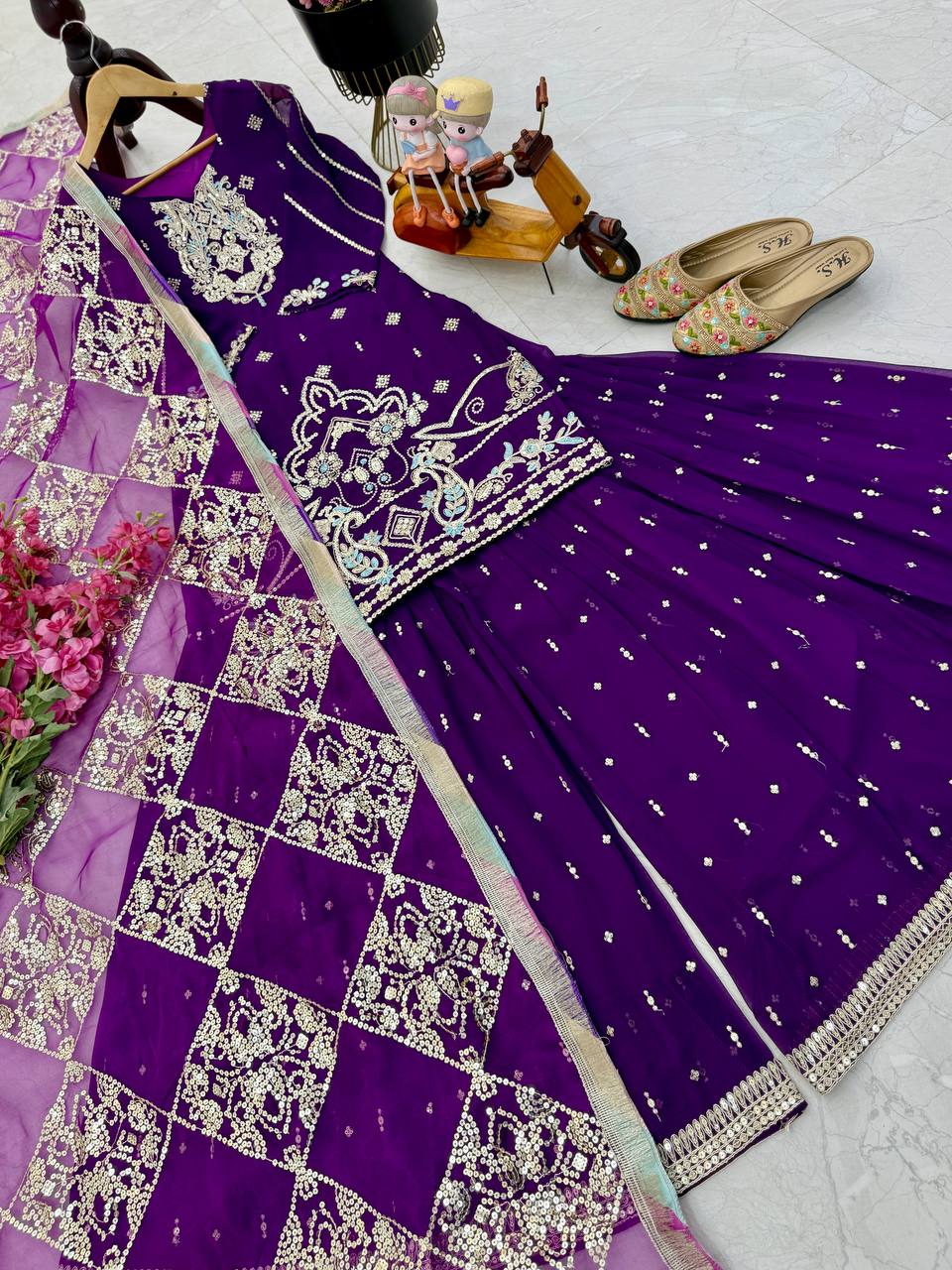 New Designer Party Top with Palazzo & Dupatta Set β Chic & Elegant