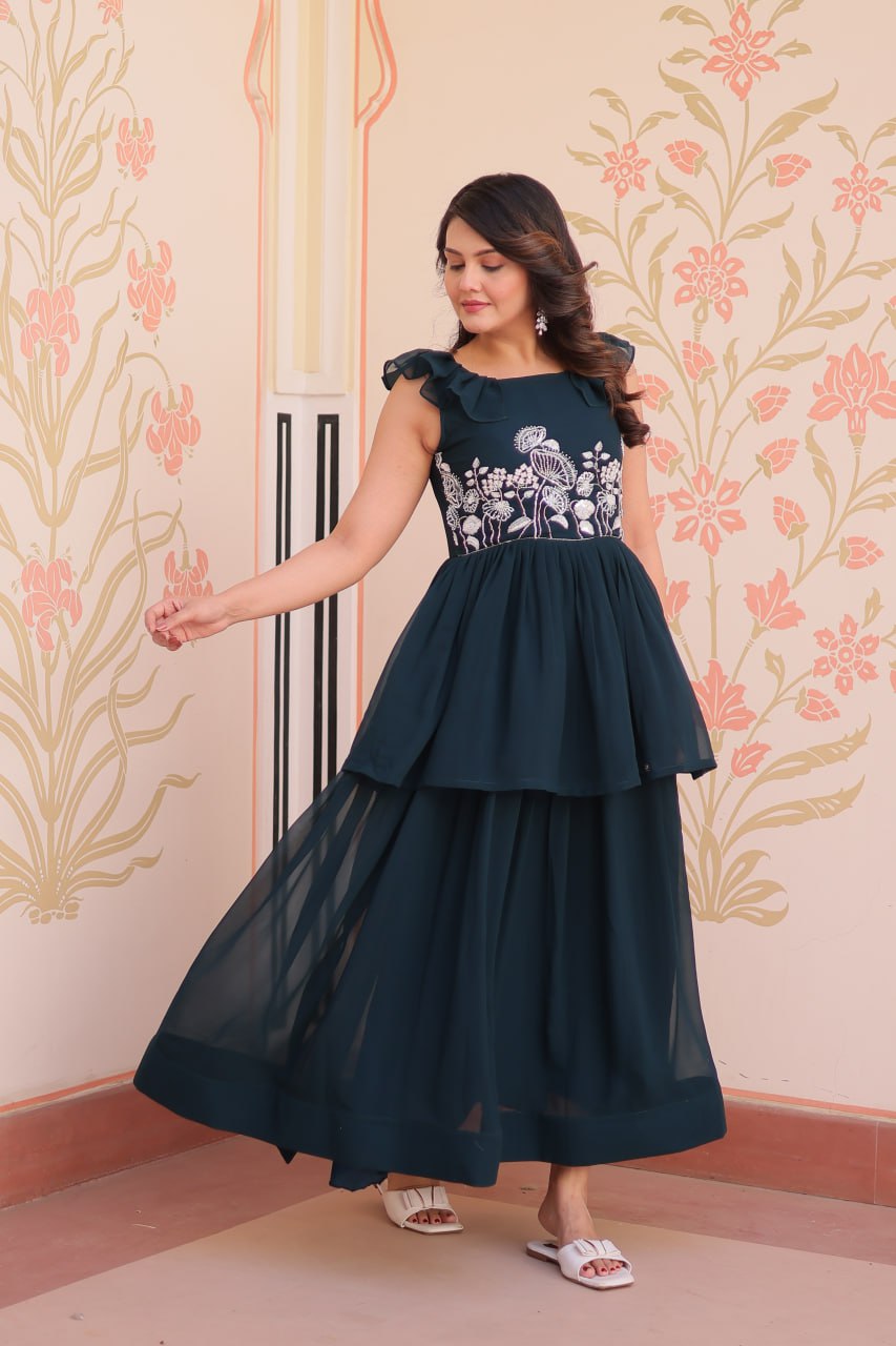 Elegant Premium Peplum Gown β Designer Collection