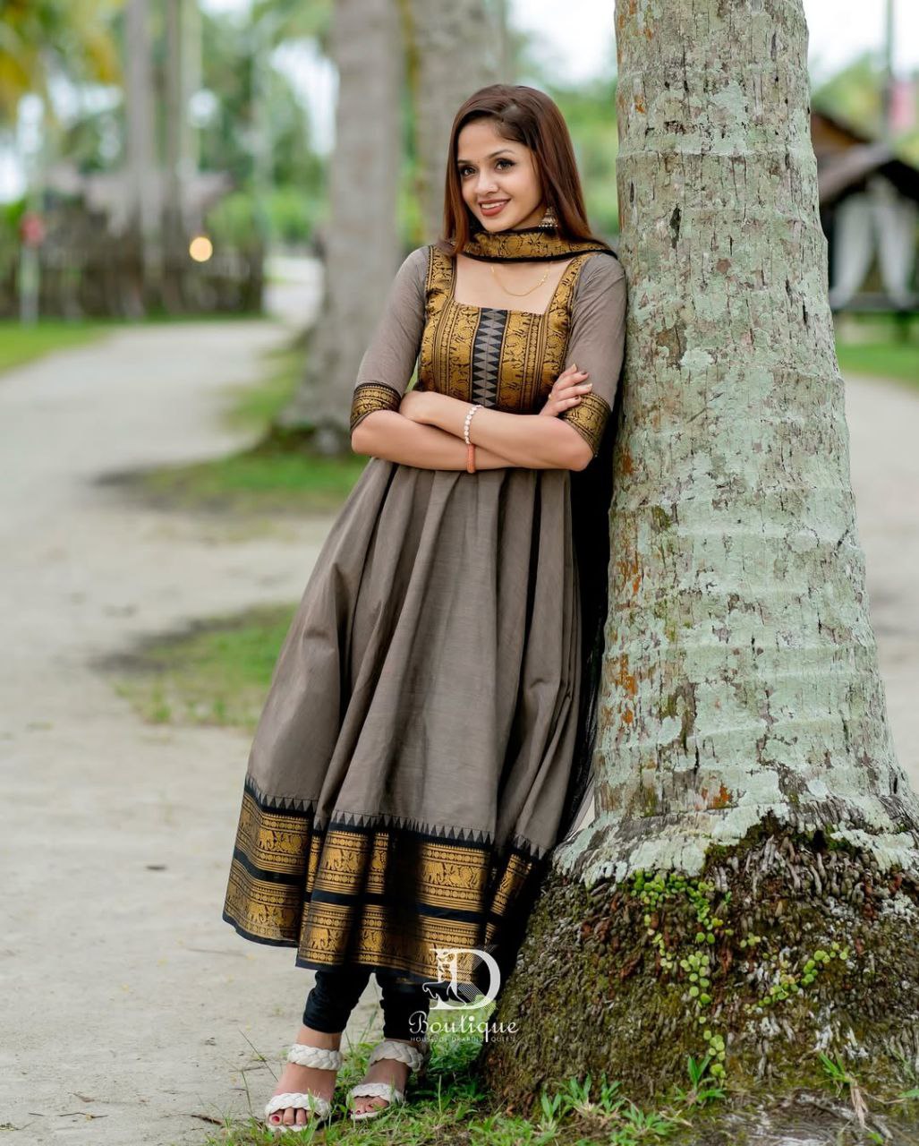 Anarkali Flared Kurti Pant Dupatta Set