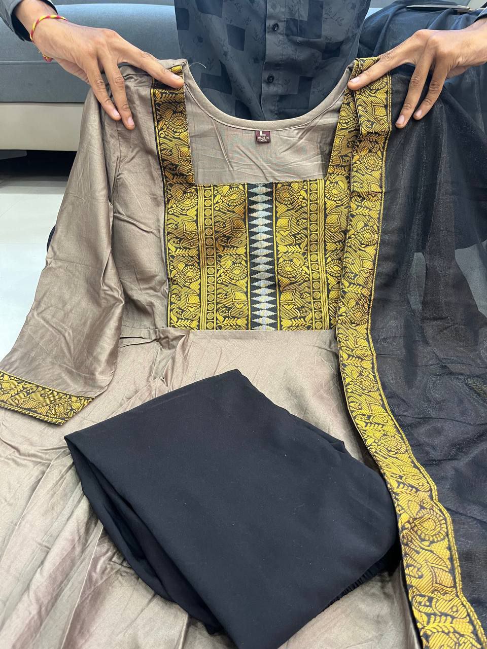 Anarkali Flared Kurti Pant Dupatta Set