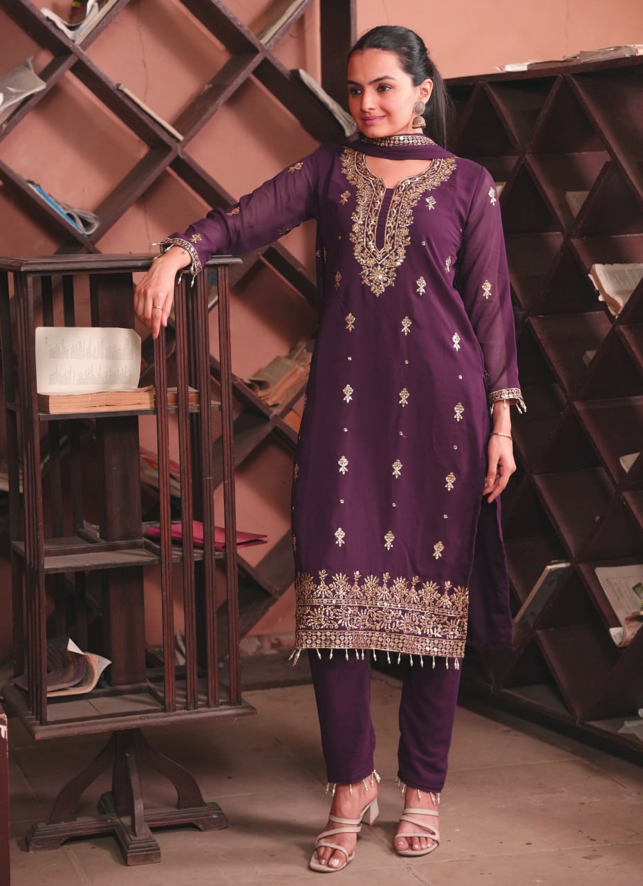 Premium Designer Georgette Suit β Heavy Sequin Embroidery for Women