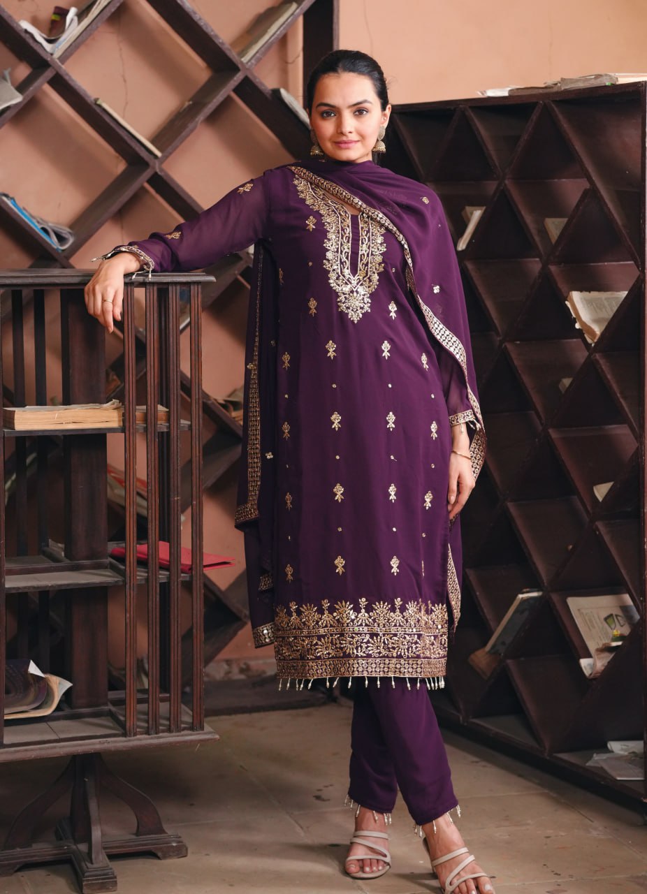 Premium Designer Georgette Suit β Heavy Sequin Embroidery for Women