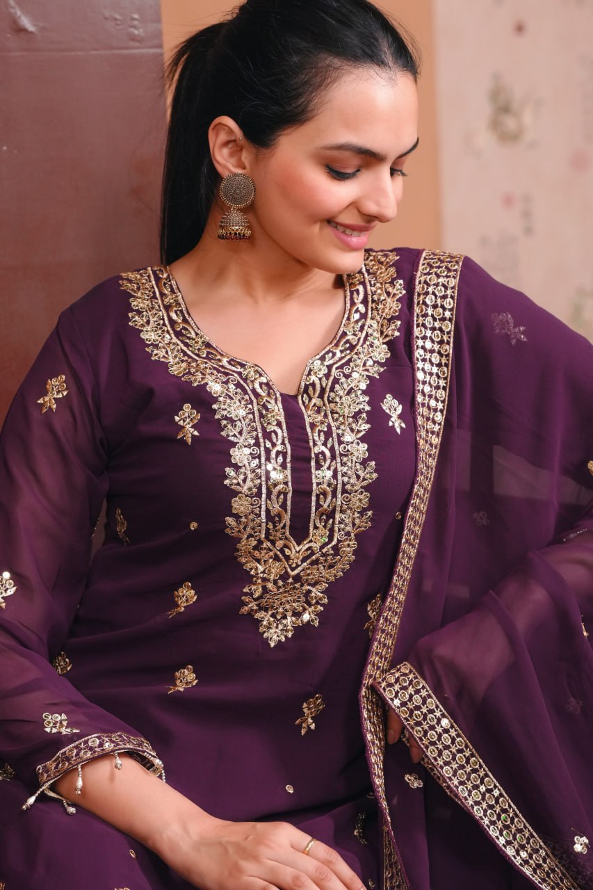 Premium Designer Georgette Suit β Heavy Sequin Embroidery for Women