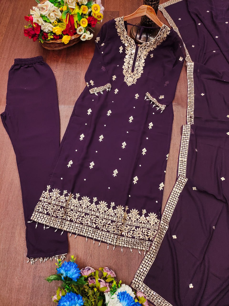 Premium Designer Georgette Suit β Heavy Sequin Embroidery for Women