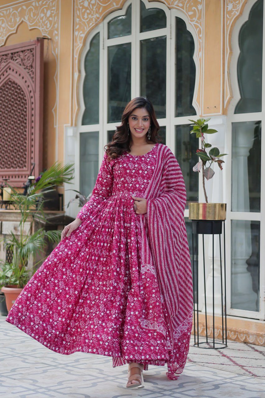 Amazing Classic Dark Peach Color Cotton Fabric Designer Suit