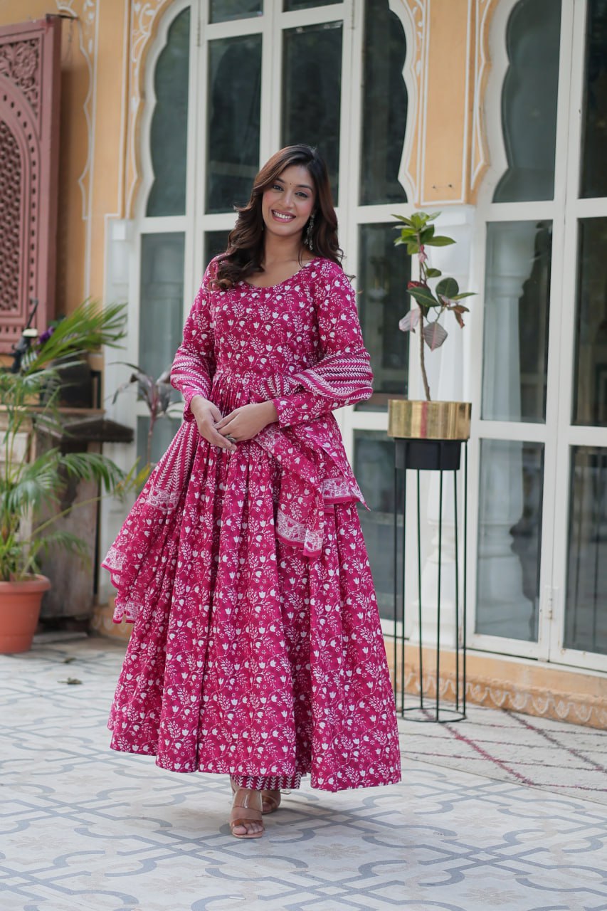 Amazing Classic Dark Peach Color Cotton Fabric Designer Suit